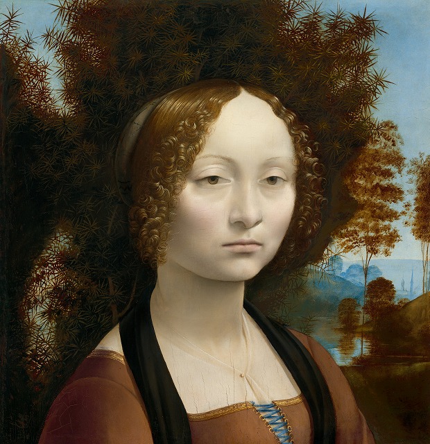 レオナルド・ダ・ヴィンチ『ジネーヴラ・デ・ベンチの肖像』Leonardo da Vinci｜Ginevra de' Benci [obverse], c. 14741478｜image via National Gallery of Art